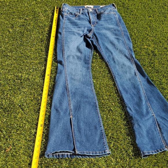 Jessica Simpson Stylish Women's Blue Flare Jeans 4/27 Open Slit Jeans - Picture 6 of 11
